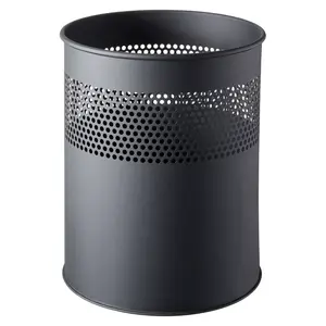 Waste container Round Stainless steel Black Helit H2515795