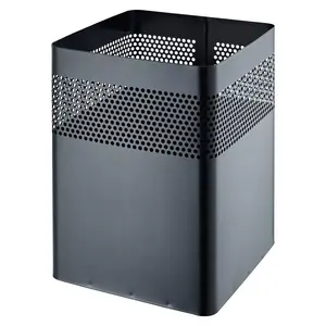 Waste Container Rectangular Steel Black Helit H2515995