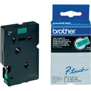 Labeling Tape Brother TC-791 9mm Black on Green