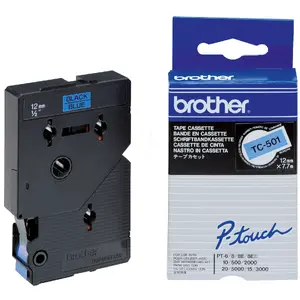 Наклейка Brother TC-501 Черная на синей 12мм