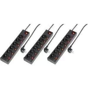 Сетевой фильтр Renkforce с 6 розетками и защитой от перенапряжения, чёрный
