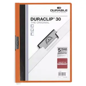 Durable DURACLIP 30 A4 Report Cover, PVC, Orange and White