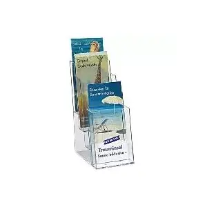 Table brochure holder Helit H6121602 transparent 1/3 DIN A4, 4 compartments