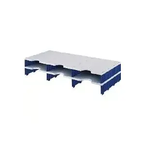 Dokumentu organizators Styro Trio, 6 nodalījumi, pelēki‑zils, 2 līmeņi, standarta