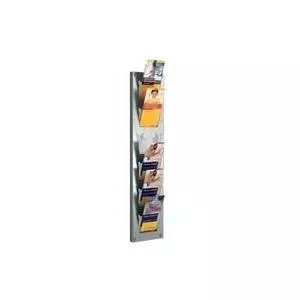 Wall brochure holder Kerkmann 6395 aluminum, 6 pockets for 1/3 DIN A4