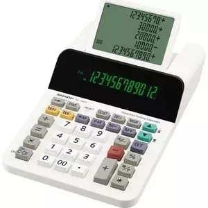 Desktop calculator Sharp EL-1501 white solar powered, basic arithmetic functions