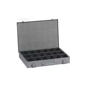 Tool case allit EuroPlus Metal 34/18 — grey powder-coated steel, compact portable storage