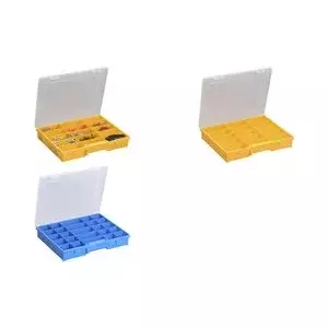Storage organizer box allit EuroPlus Basic 37/25 blue transparent, 37 compartments, removable dividers