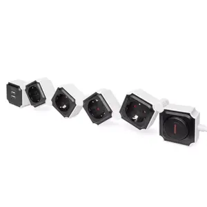 Удлинитель Digitus Flexible 4-way с 2 USB портами и выключателем