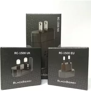 Ātrākais ceļojumu lādētājs BlackBerry RC-1500, daudzcīļu EU/UK/NA, melns (3 komplekti) (RC-1500)