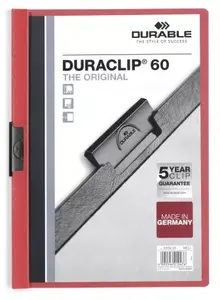 Durable Duraclip 60 Report Cover, PVC, Red and Transparent, 60 Sheet Capacity