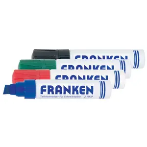 Marķieris Franken JumboMarker 4 gab. ar slīpā galu Melns Zils Zaļš Sarkans