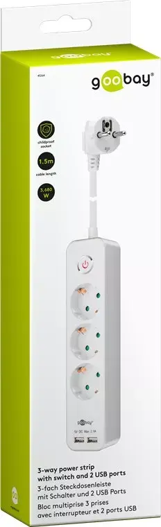 Jaudas pade Goobay 3-virziena ar slēdzi un USB Photo 2