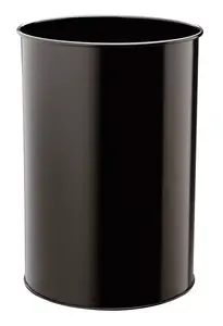 Durable 3303 Round Steel Waste Bin, 30 Liters, Black