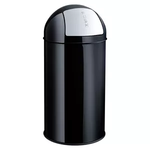 Helit H2401495 Round Waste Container 50L Stainless Steel Black with Push Flap