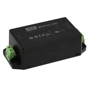 Barošanas adapters MEAN WELL MPM-90-12ST 90 W 12 V iekštelpām melns, ieeja 80–264 V, 2xMOPP, EN/UL 60601