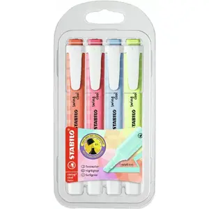 Marker set Stabilo swing cool Pastell 4 pcs — chisel tip; Blue, Coral, Lime, Pink