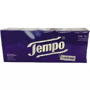 Paper hand towels Tork Tempo 144363, 4-ply white cellulose, 15 packs of 10 sheets
