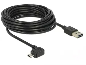 USB 2.0 cable DELOCK Type-A to Micro-USB B angled left/right, 5 m, black