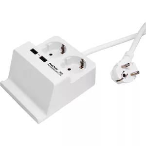 PEAKTECH 3125 - Tischsteckdose, 2-fach, Typ F, 2x USB, weiß (P 3125)