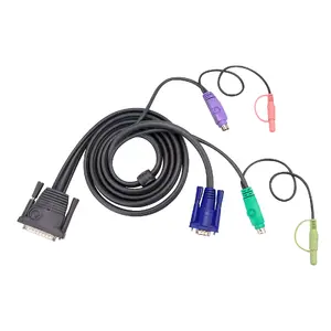 Kабель KVM ATEN 2L-1701P, 1.8 м, PS/2 клавиатура и мышь → консоль DB-25, чёрный