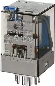 Finder 60.13.9.024.0074 Industrial Plug-in Relay, 24V DC, 10A, 3PDT, with Test Button, LED and Mechanical Indicator