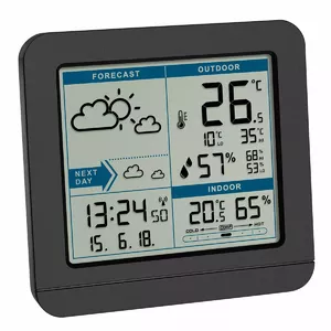Weather display TFA Dostmann Sky Black LCD battery-powered wireless thermometer-hygrometer (indoor/outdoor, 0.433 GHz, AAA)