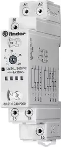 Finder 80.51.0.240.P000 Multifunctional Time Relay, 1 CO Contact, 0.1s - 24h, Push-in Terminals