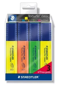 Markeru komplekts Staedtler 364-S WP4P — Textsurfer classic fluorescējošas krāsas, dažādas līnijas biezuma galviņas