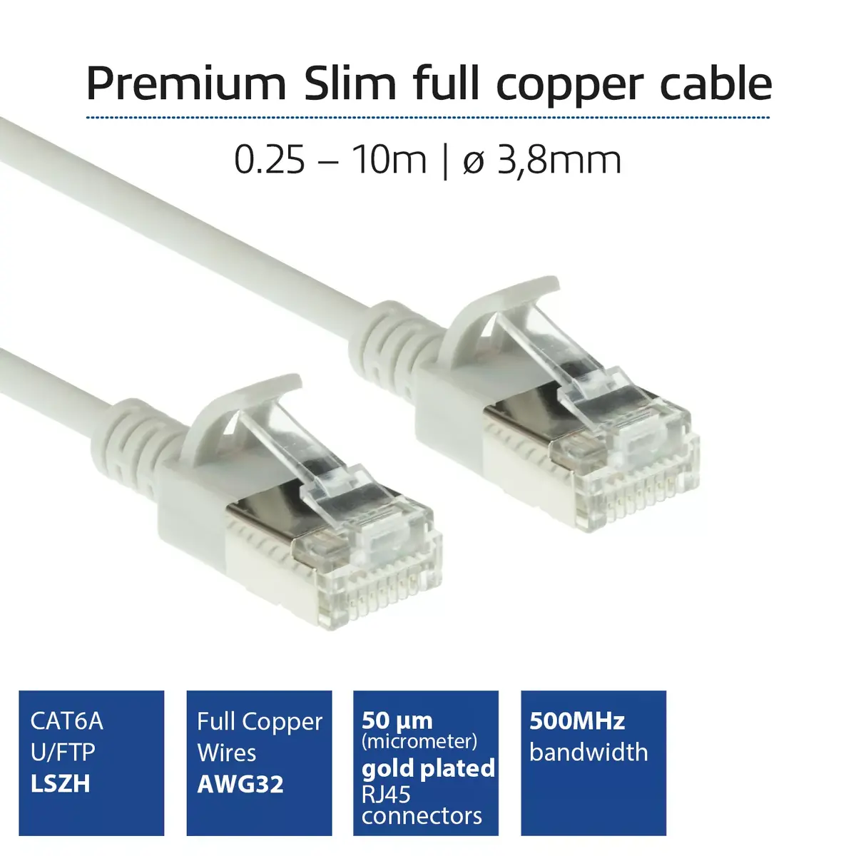 Patch Cable ACT Grey 0.5m LSZH U/FTP CAT6A Photo 2