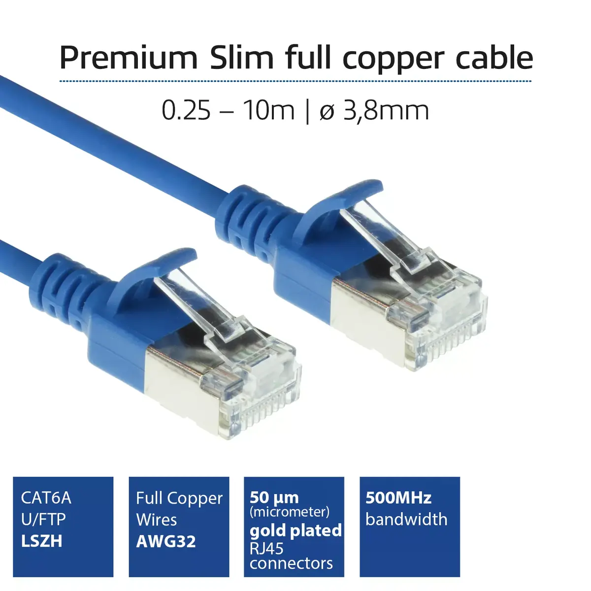 Patch Cable ACT Blue 5 meter LSZH U/FTP CAT6A Photo 2