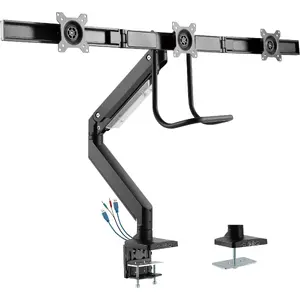 Настольное крепление InLine с лифтом и USB 3.0 для 3 мониторов до 27" черное зажим
