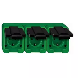 Socket outlet Merten 229377, 250 V 16 A, black with green accent