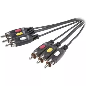 Kompozīta Cinch AV kabelis SpeaKa Professional SP-7869864 — 3x Cinch savienotājs, 2 m, melns