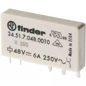 Миниатюрное реле Finder 34.51.7.060.0010, 60В DC, 6А, 1 переключающий контакт