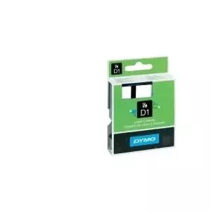 Dymo label tape 2-pack — white tape with black print, 12 mm & 19 mm widths