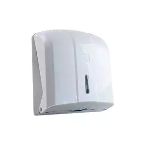 Paper Towel Dispenser HYGOSTAR 88838 — Plastic white, compatible with Z-fold and C-fold towels