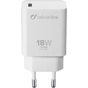 Сетевое зарядное устройство Cellularline USB-C 18W Белое для смартфонов и планшетов, совместимое с iPhone 8 и новее