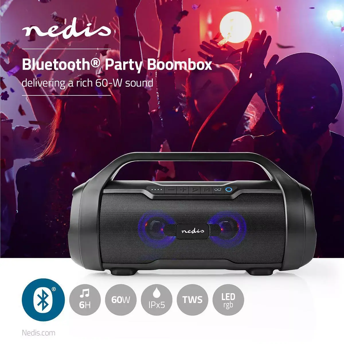 Портативная стерео колонка Nedis SPBB310BK Photo 2