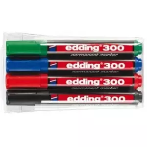 Marķieris Edding 300-E4 4 gab. Melns Zils Zaļš Sarkans
