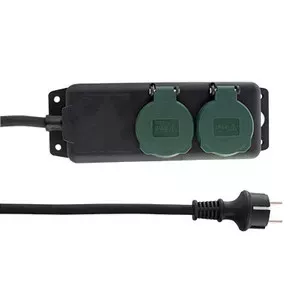 Удлинитель REV 0512467555 1.4 м 2 AC розетки Уличный Черный Зеленый