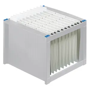 Hanging suspension file basket Helit for 25 folders, light gray