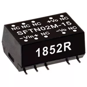Barošanas adapteris/invertors MEAN WELL SFTN02L-12, ieeja 4.5–5.5 V, izvade 12 V, jauda 2 W, dziļums 15.2 mm
