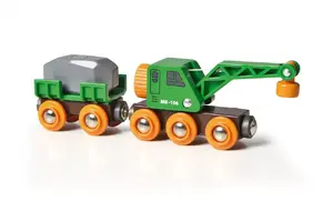 Вагон Ravensburger BRIO Clever Crane Wagon, тематика Подъём и Погрузка, 0.3–99 лет, чёрный/зелёный