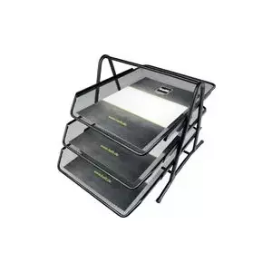 File organizer Helit H2518295 metal, 3 compartments, black