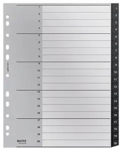 Leitz Recycle Index 12110000 Polypropylene Numeric Tab Index Black and White Extra Wide