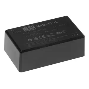 Barošanas adapteris Mean Well MPM-45-5, telpām 45 W, ievade 80–264 V, melns, 52×87×29.5 mm
