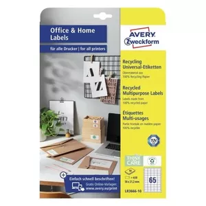 Avery LR3666-10 pašlīmējošā etiķete Taisnstūris Pastāvīgs Balts 650 pcs