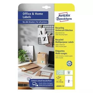 Avery LR3655-10 self-adhesive label Rectangle Permanent White 20 pc(s)