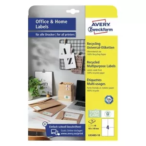 Avery LR3483-10 self-adhesive label Rectangle Permanent White 40 pc(s)
